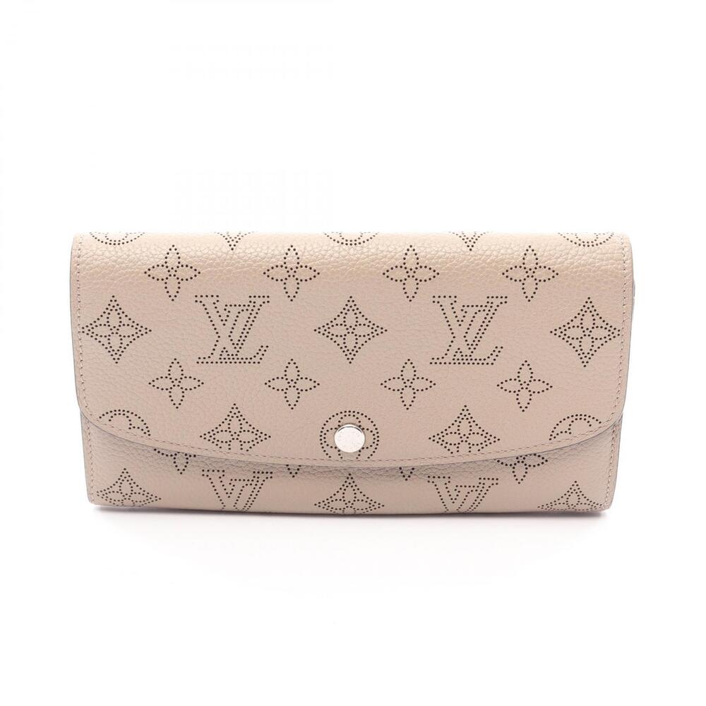 Louis Vuitton Portefeuille Iris Mahina Galet Bifold Wallet Leather Beige Gray